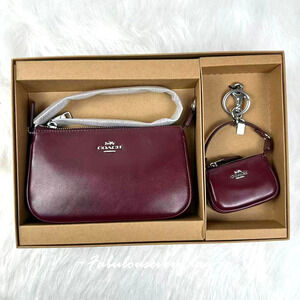 Coach Boxed Nolita 19 And Nolita Bag Charm Set In Leather/Silver/Dark Wine CCK95